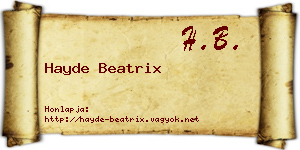 Hayde Beatrix névjegykártya